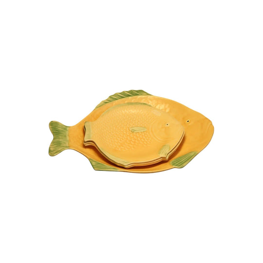 Large Art Deco Matte Yellow Fish Platter