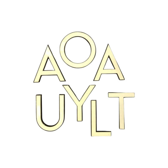 Large Brass Cream Enamel Deco Industrial Letters