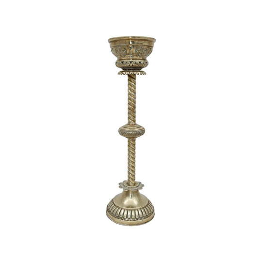 Large brass Gothic Revival church candlestick
