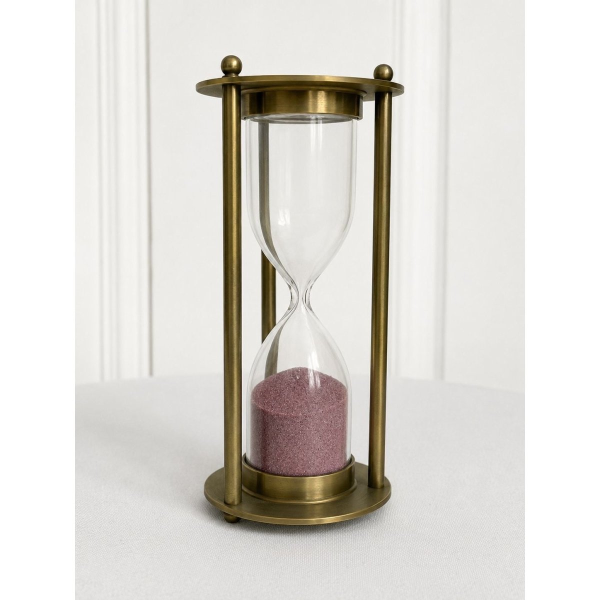 Large Brass Hourglass Pink Sand Timer Home Decor | Bazaa | Designer, Vintage and Antique Furniture