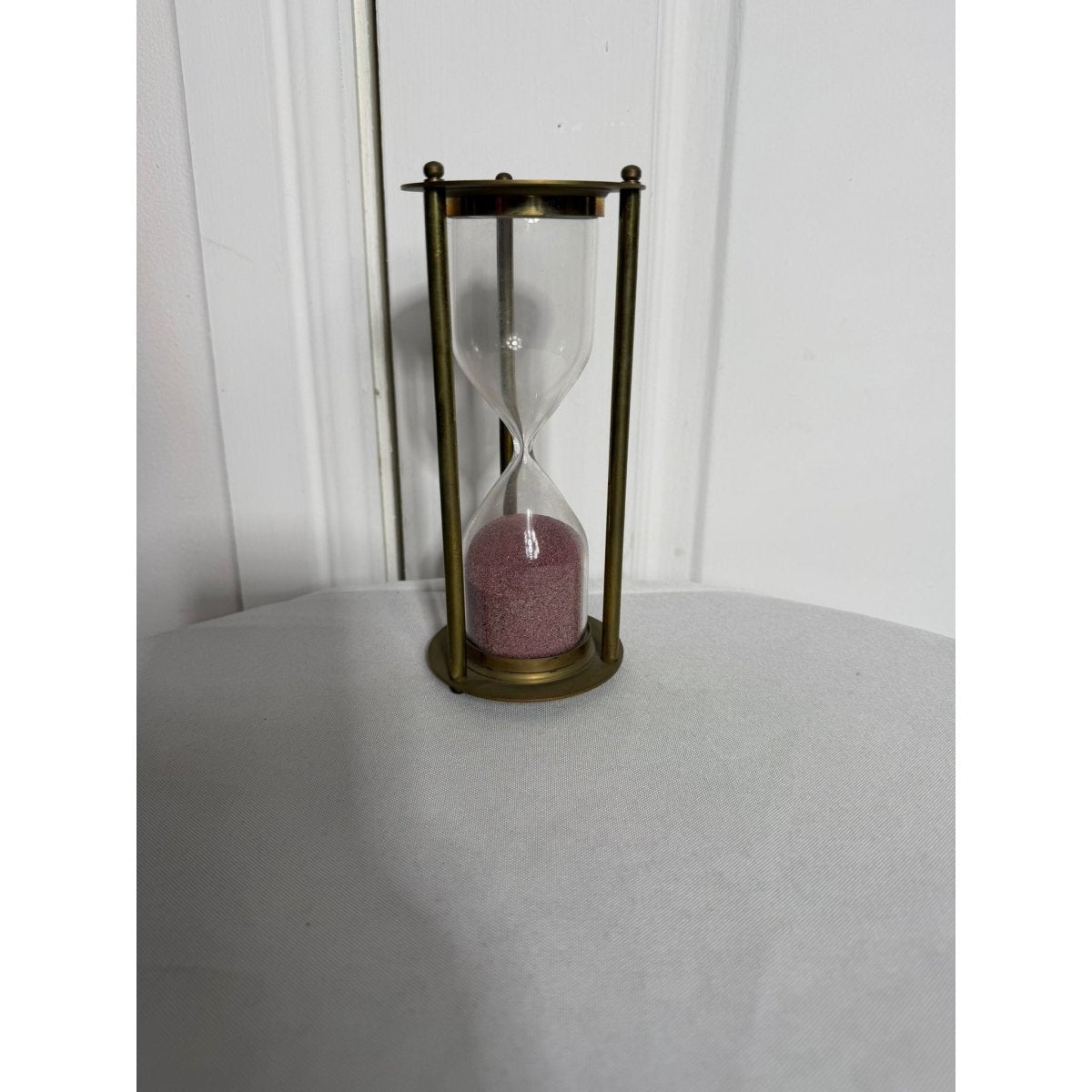 Large Brass Hourglass Pink Sand Timer Home Decor | Bazaa | Designer, Vintage and Antique Furniture