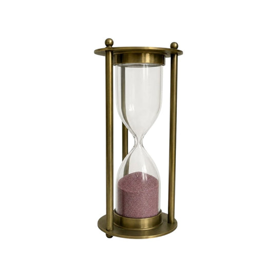 Large Brass Hourglass Pink Sand Timer Home Decor