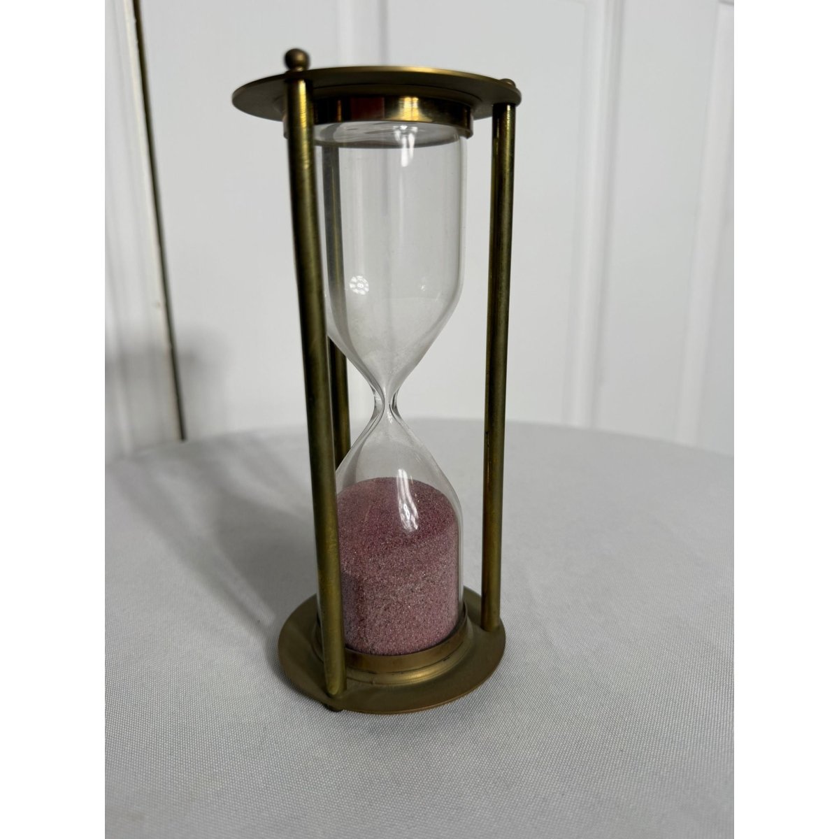 Large Brass Hourglass Pink Sand Timer Home Decor | Bazaa | Designer, Vintage and Antique Furniture