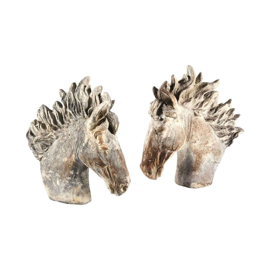 Large cast stone horse head garden statues finials