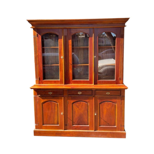 Large Classic Timber Display Cabinet with Glass Doors
