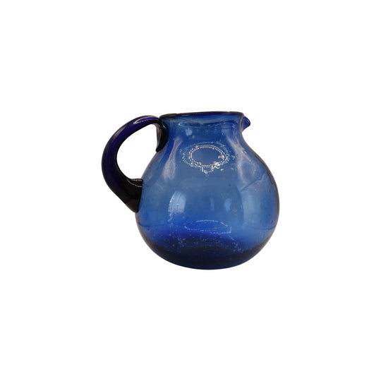 Large Cobalt Blue Mexican Glass Pitcher