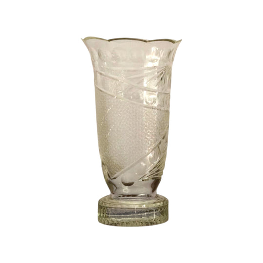 Large crystal vase with polka dot etchings