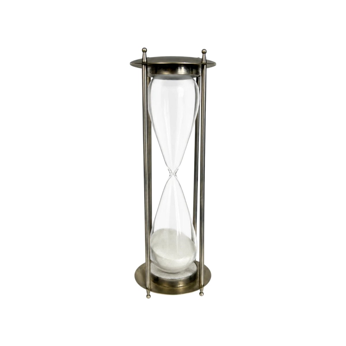 Large Metal Glass Sand Timer Hourglass Decor 40cm | Bazaa | Designer, Vintage and Antique Furniture