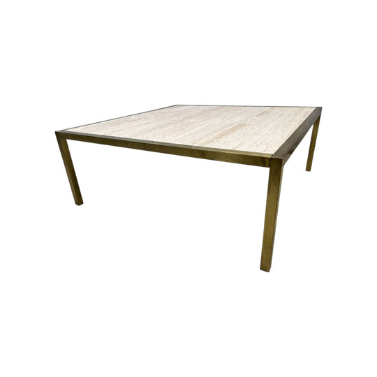 Large Modern Travertine Top Square Coffee Table