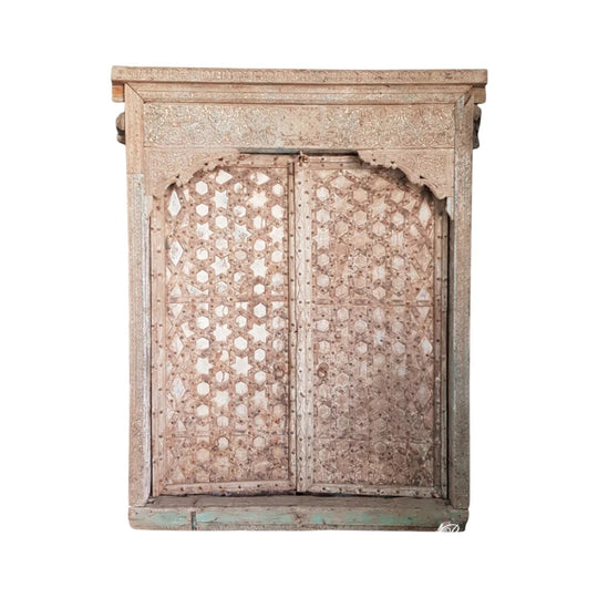 Large Original Indian Door Timber Carving in Frame - Eco Village Collection 25T