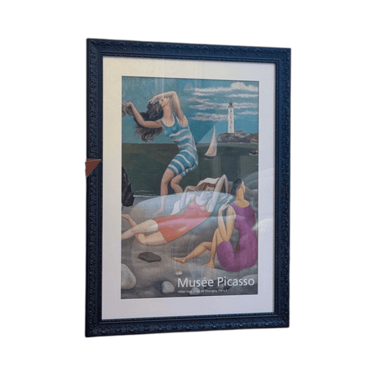 Large Ornate Black Baroque Frame with Picasso Musée Poster Vintage Style Framed Artwork