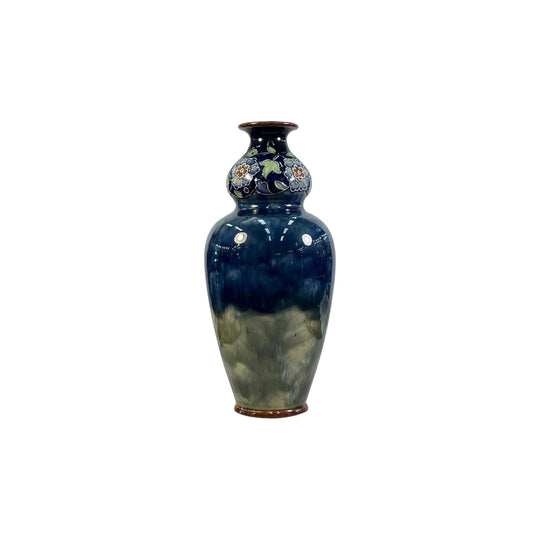Large Royal Doulton Stoneware Vase In Blue & Green Tones, c.1900