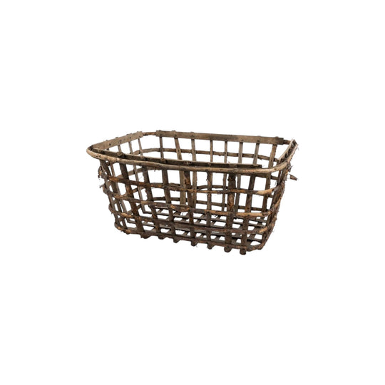Large rustic French wooden ‘Weave’ basket