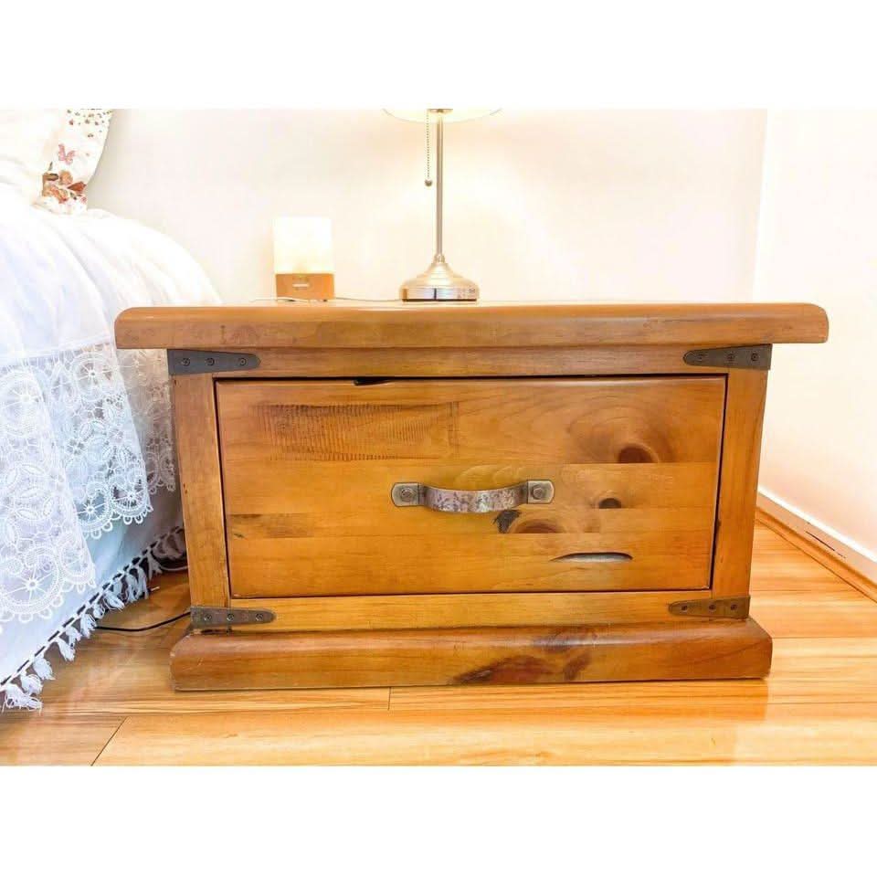 Large thick rustic wooden coffee table tv unit sideboard and a pair matching corner tables | Bazaa | Designer, Vintage and Antique Furniture