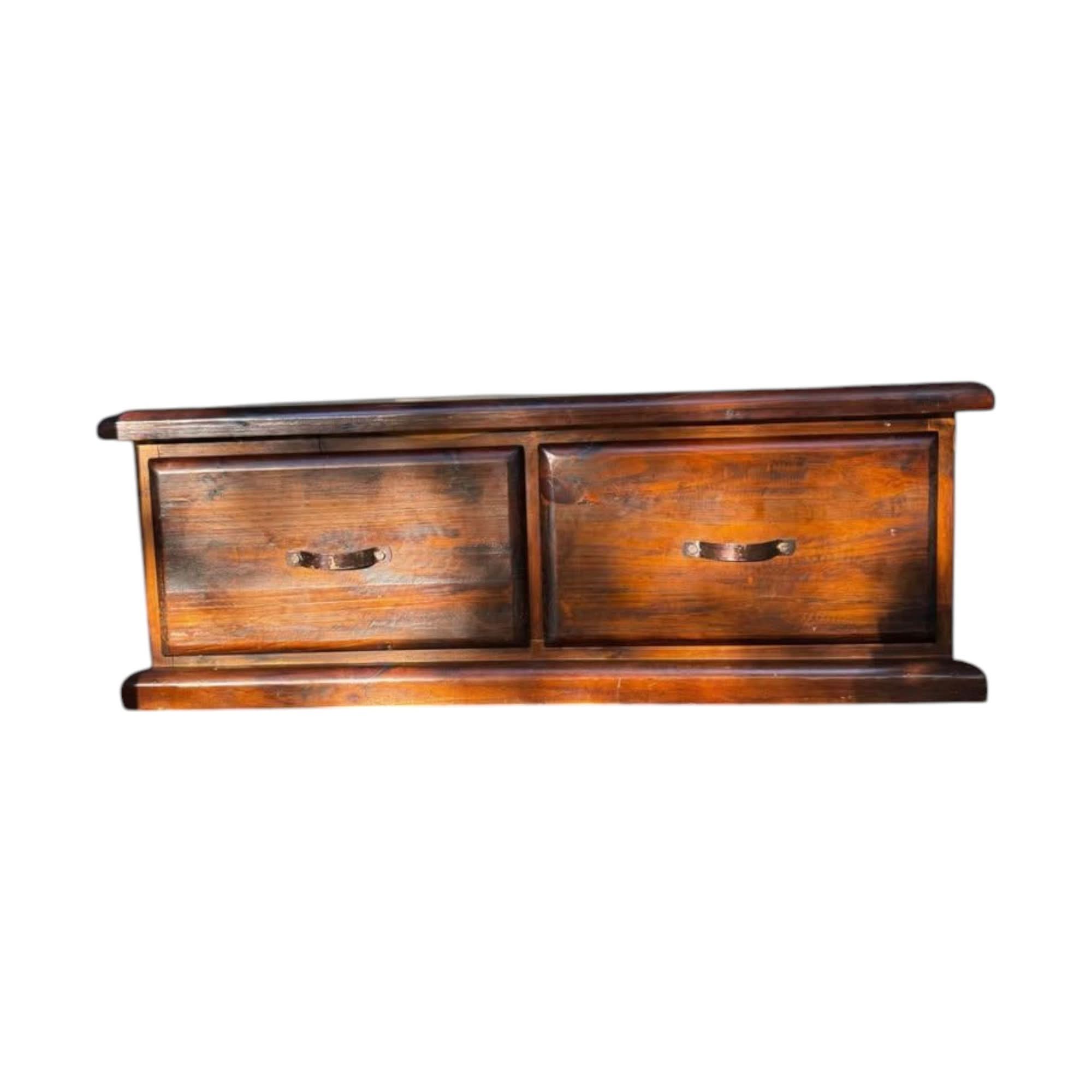 Large thick rustic wooden coffee table tv unit sideboard and a pair matching corner tables | Bazaa | Designer, Vintage and Antique Furniture