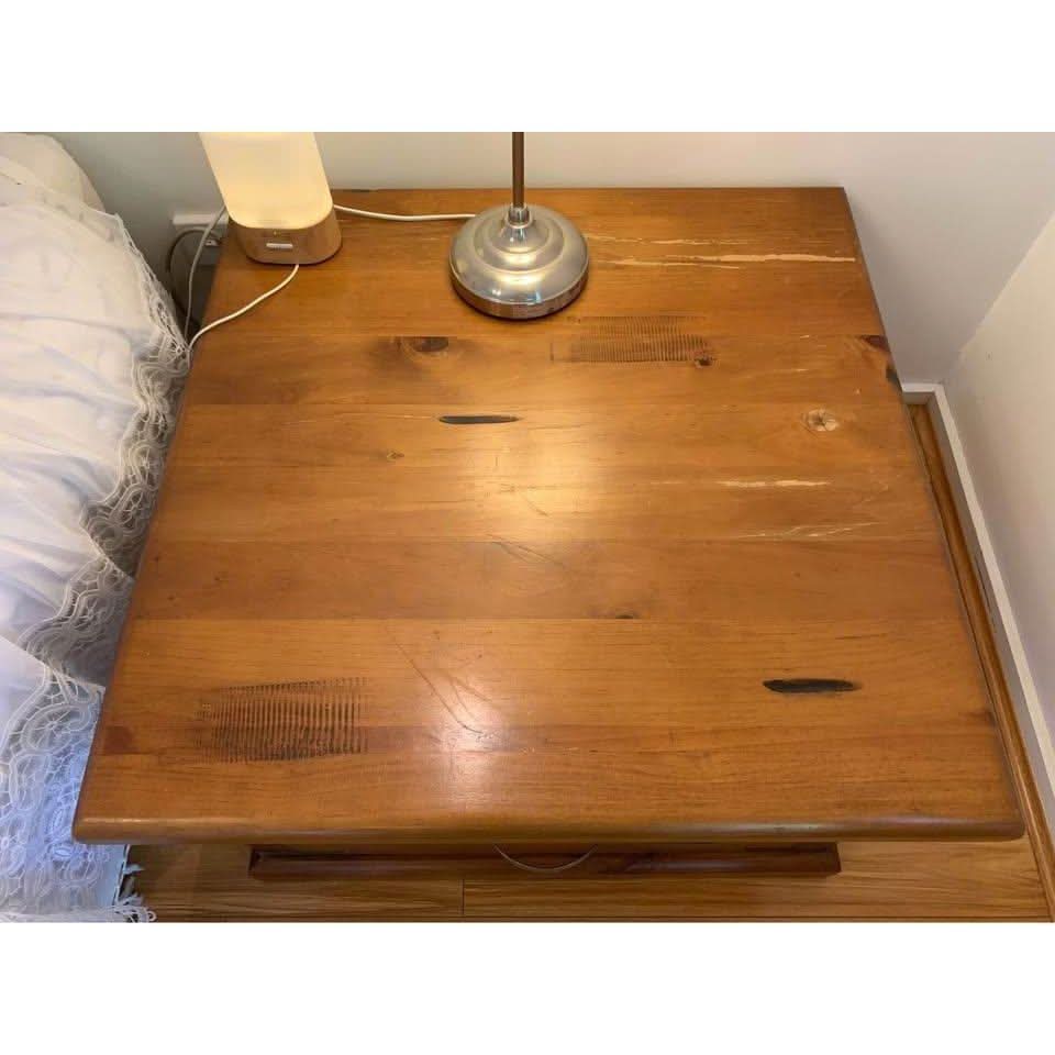 Large thick rustic wooden coffee table tv unit sideboard and a pair matching corner tables | Bazaa | Designer, Vintage and Antique Furniture