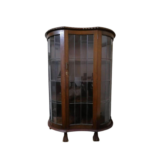 Large vintage kidney shape crystal display cabinet