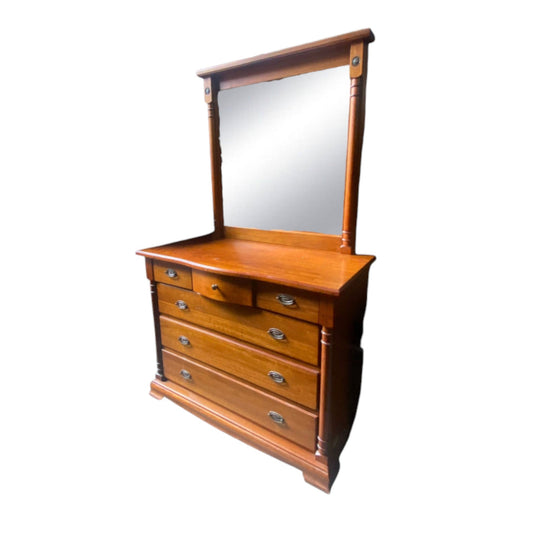 Large Wooden Dresser and Mirror
