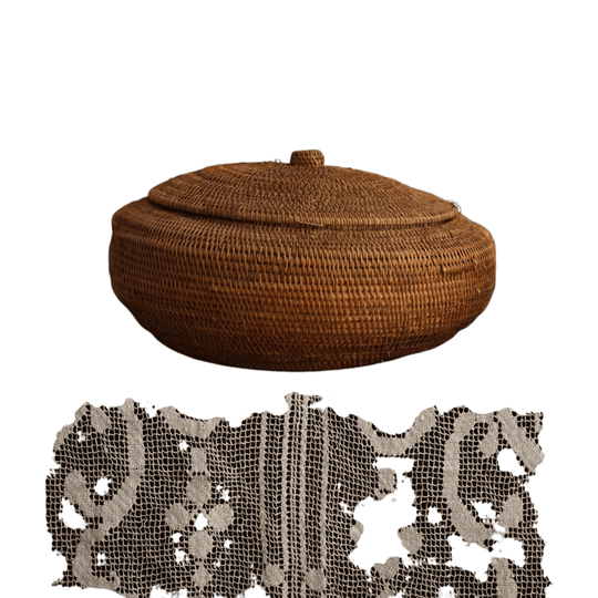 Large Woven Rattan Lidded Container