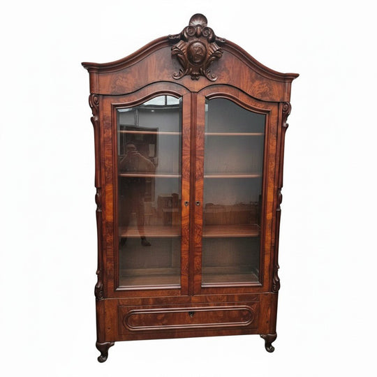 Late 19th Century History Flame Mahogany Display Cabinet