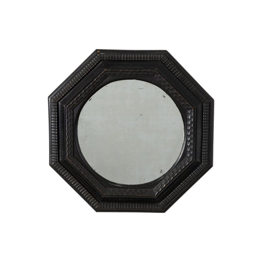 late 19th Century Octagonal Ebonised Guilloche Mirror
