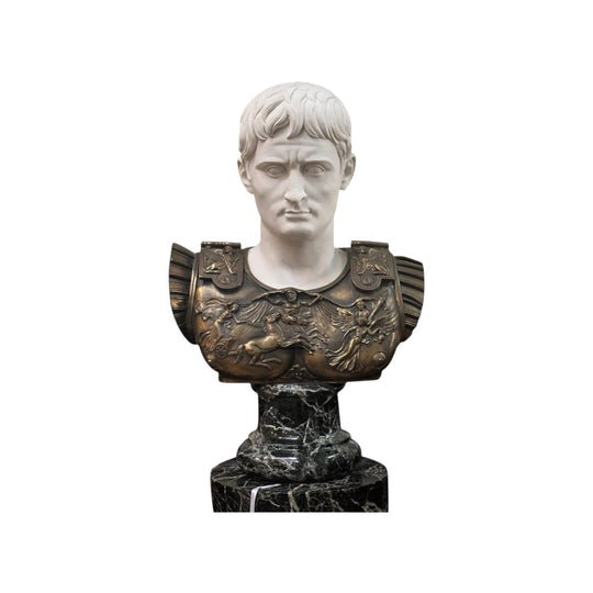 Late 20th century marble and bronze bust of Julius Ceaser