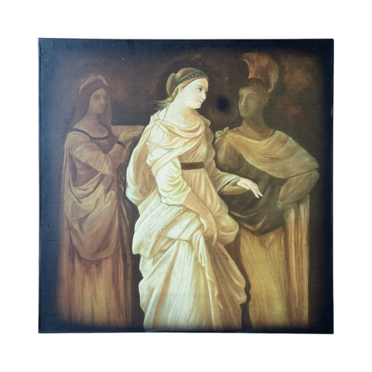 Large Vintage Classical Figural Print Mounted on Board
