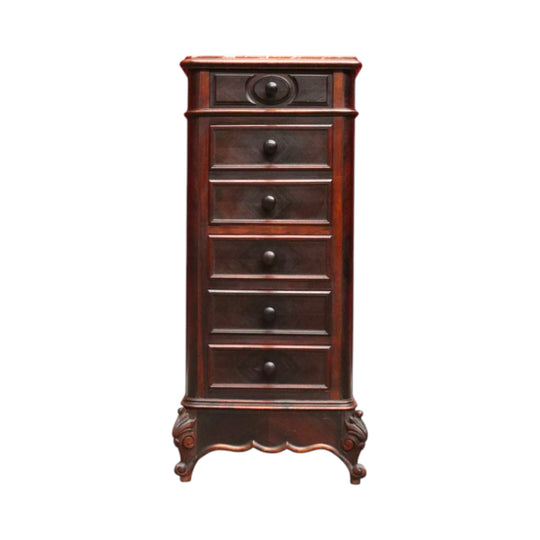 French Rosewood Lingerie Chest Tall Narrow Drawer Cabinet Oak Lined. B12917