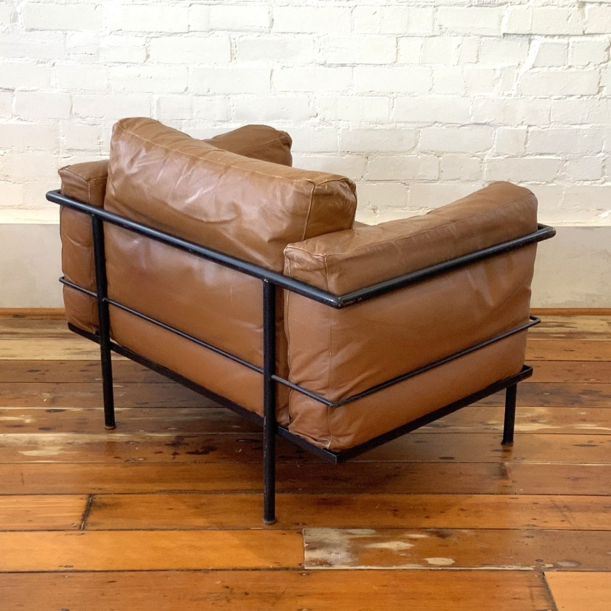 Le Corbusier LC3 Sofa and Pair of Lounge Chairs – Black and Tan Leather, Italy | Bazaa | Designer, Vintage and Antique Furniture