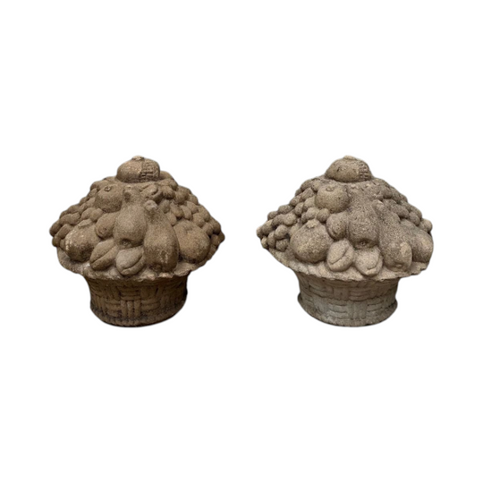 Pair of cast Stone fruit Basket Finials