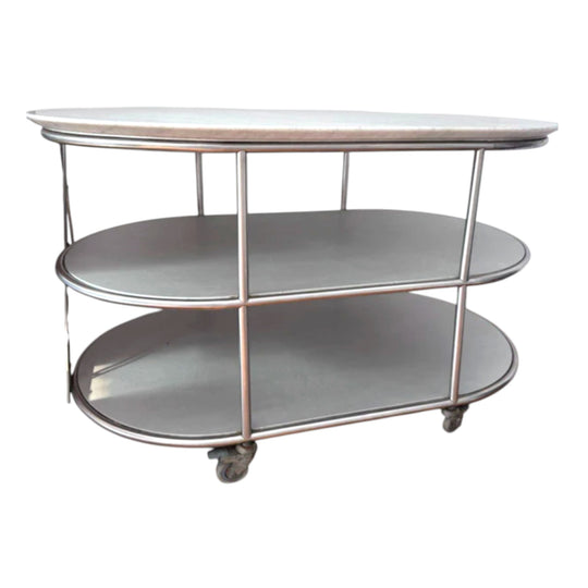 Console Table Italian Marble Counter Stainless Steel Trolley On Castors Kitchen Island Bar Bench