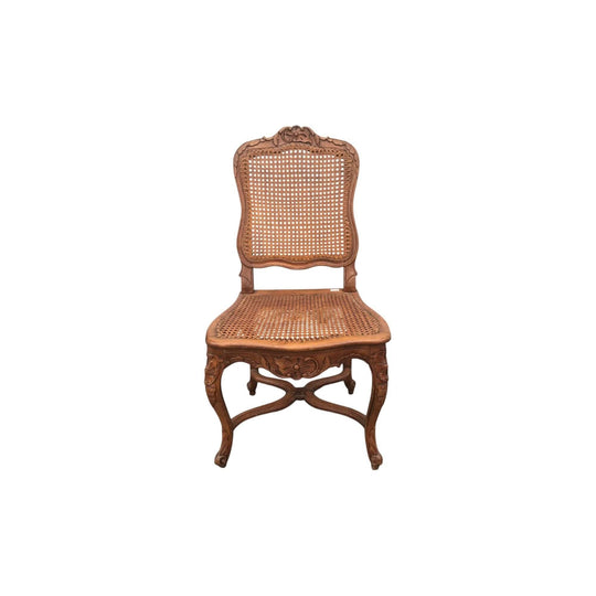 Louis XV provincial elm chaise a la Reine with cannage seat, c.1760