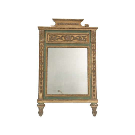 Louis XVI Italian Green and Gilt Piedemont Mirror