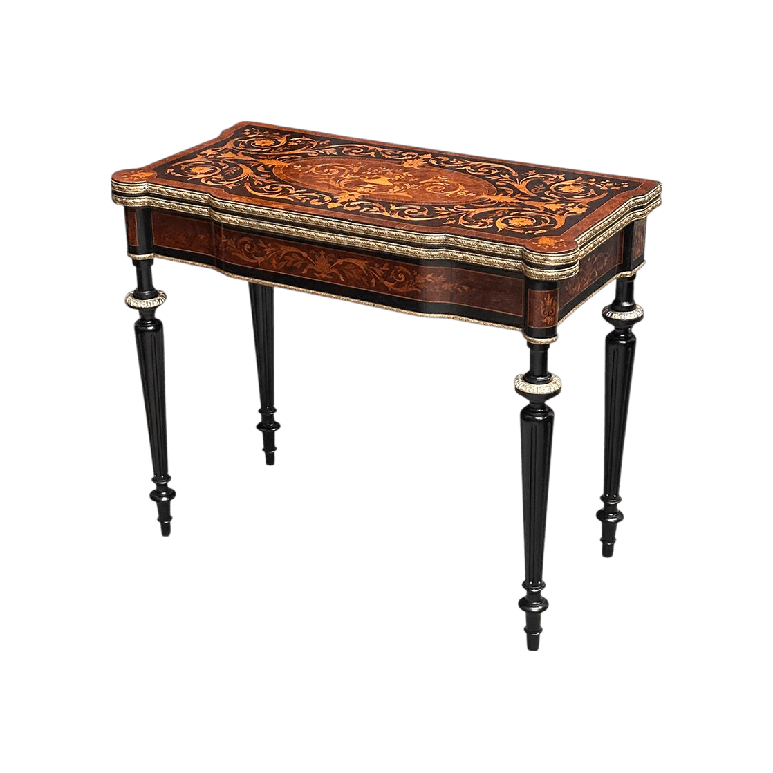 Louis XVI style ebonised marquetry games table with ormolu mounts c.1870 | Bazaa | Designer, Vintage and Antique Furniture