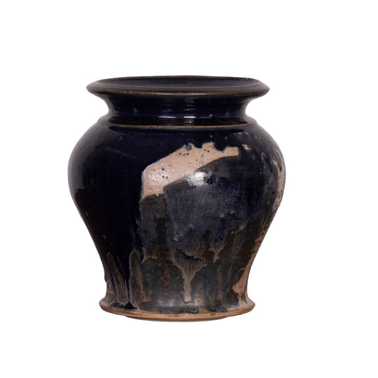 Lovely unusual black part glazed urn from Provence