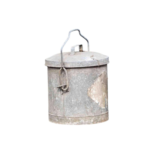 Lovely vintage French zinc bucket with swing lid, from the French Alps