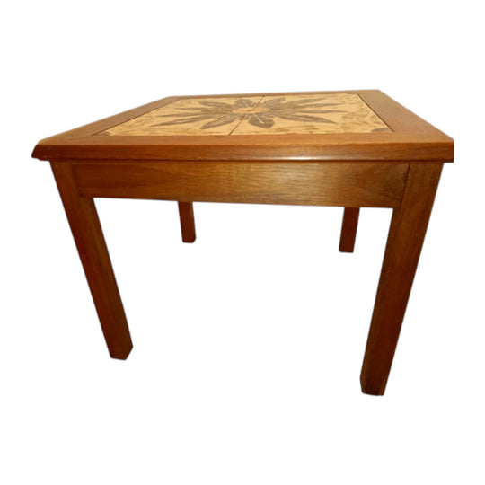 Danish Scandinavian Modern Side Table with Tiled Top