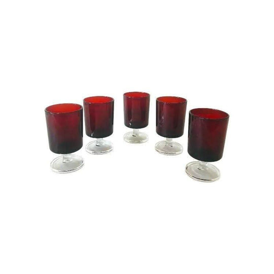 Luminarc France Ruby Red Glasses Set of Five