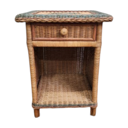 Vintage Woven Cane Bedside Table