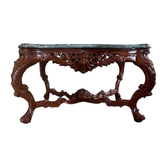 Mahogany Wood HandCarved GetrudeHall/ConsoleTable/center table Marble
