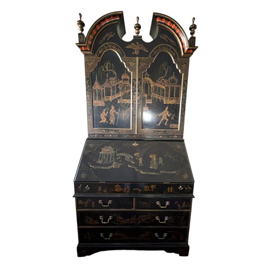 Maitland Smith Ltd Japanned Black Chinoiserie Bookcase, 20th Century