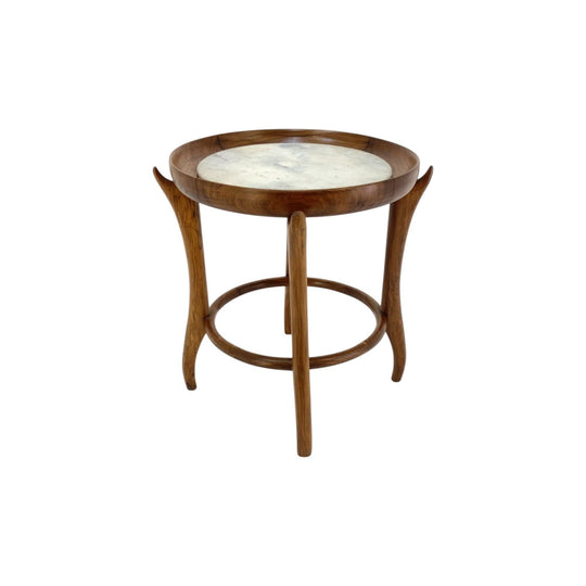 Marble & Caviuna Wood Side Table by Giuseppe Scapinelli