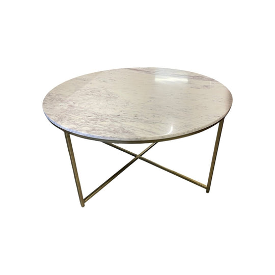 Marble Top Coffee Table With Metal Base