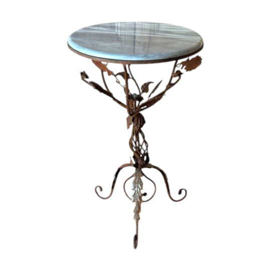 Marble Top Iron Pedestal Table