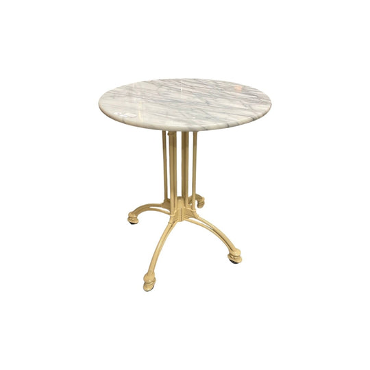 Marble-Topped Circular Side Table