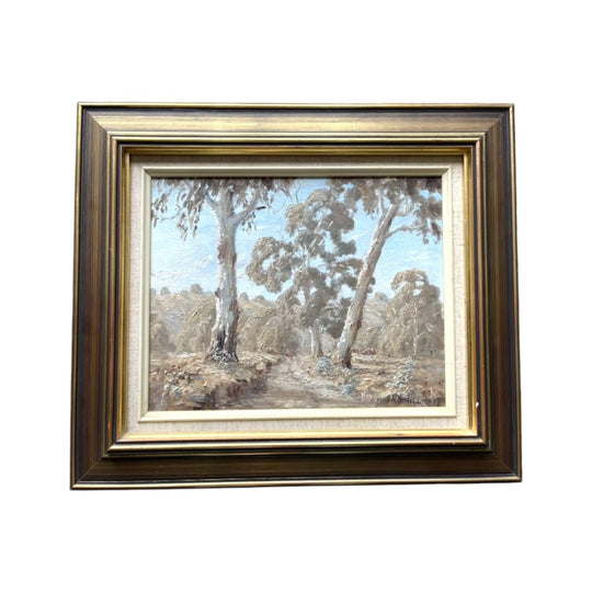 Mark Phillips - Cows among Gums - oil on canvas, dated 1975