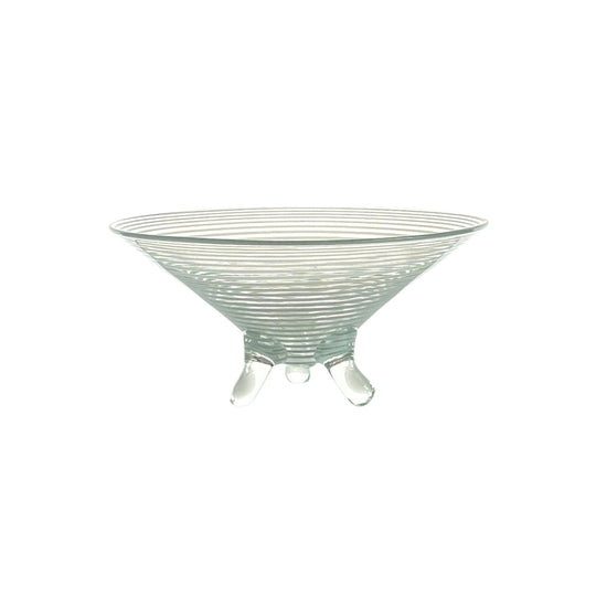 MARK THIELE (B. 1970) Australian Art Glass 'Mezza Filigrana' Spiral Tripod Centre Bowl, Circa 2005
