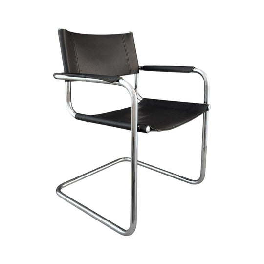 Martin Stam Cantilever Chair | Chrome and Black Leather