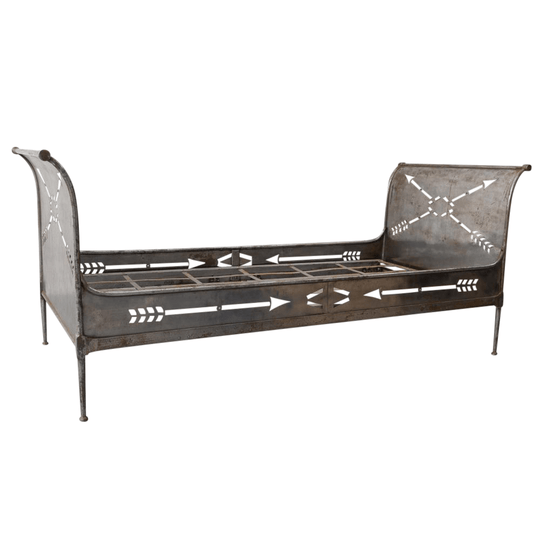 Matched Pair of French Iron Daybeds with Solid Ends