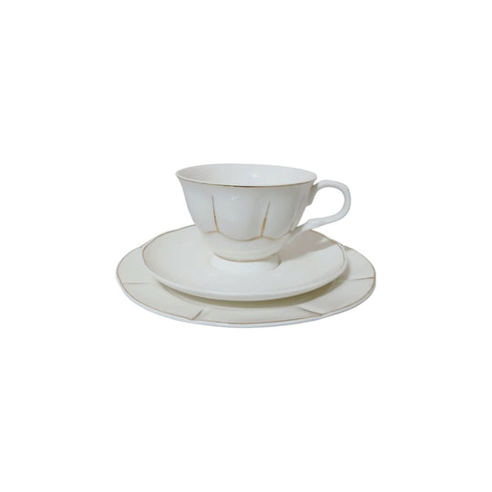 Maxwell Williams White Blush Trio Cup Saucer Plate, Hand Painted 24ct Gold Accents